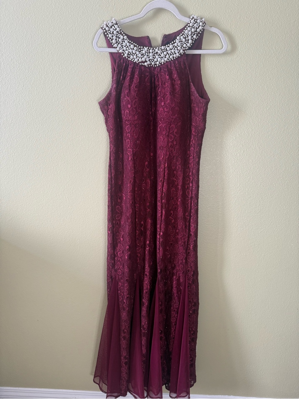 R& M Richards Embellished Burgundy Evening Gown - Women's Dress - Picture 2 of 8